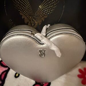 Victoria Secret Silver Heart-Shaped Crossbody Bag